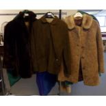 Vintage mouton fur jacket with 'Made in England, from Tescan' label, together with a vintage brown