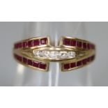 9ct gold ruby and diamond ring. Ring size N. Approx weight 3.3 grams. (B.P. 21% + VAT)