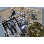 Box with various newspapers and cuttings, plus selection of press photographs concerning 'John