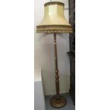 Modern gold finish fluted standard lamp on circular base with shade. (B.P. 21% + VAT)