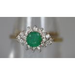 18ct gold emerald and diamond ring. Ring size M&1/2. Approx weight. (B.P. 21% + VAT)