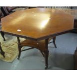 Unusually large Edwardian Oak octagonal centre table, the top veneered in pollard oak, with under