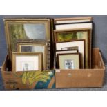 Two boxes of assorted furnishing pictures, prints and paintings. (2) (B.P. 21% + VAT)