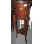 Early 20th century oak coopered copper banded jardinière on stand. (B.P. 21% + VAT)