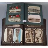 Postcards, mostly topographical selection in old album with some Welsh interest and further album of
