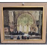 G Rowley (?) 'Bethlehem, The Church of the Nativity', oils on canvas. 50x60cm approx. framed. (B.