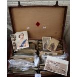 Postcards and old photographs selection in brown case. 100s. (B.P. 21% + VAT)