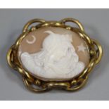 Victorian shell cameo brooch set in a gilt metal frame. (B.P. 21% + VAT)