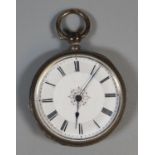 Silver key wind fancy engraved fob watch with Roman face. (B.P. 21% + VAT)