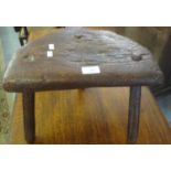 Primitive design elm milking stool. (B.P. 21% + VAT)