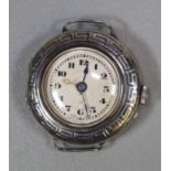 Small continental silver ladies wristwatch with Grecian Key design. (B.P. 21% + VAT)