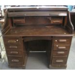 Early 20th century oak 'S' roll knee hole desk. (B.P. 21% + VAT)