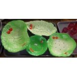 Tray of lettuce leaf and tomato design bowls and dishes, most Beswick ware and one Carlton ware. (