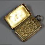 Early 19th century Birmingham silver vinaigrette with engraved decoration and gilded and pierced