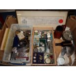 Tray of assorted items, to include: GB coins, watches, lighters, enamel badges, penknives,