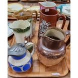 Collection of 19th century dresser and other jugs, to include: two tone stoneware hunting jug,