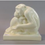 Wedgwood monkey group, by John Skeaping. Impressed marks to the side. Length 18.5cm x 18cm high