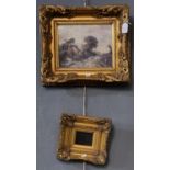 Reproduction furnishing print in deep gilt frame together with another similar frame. (2) (B.P.