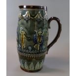 Late 19th Century Doulton Lambeth baluster single handled jug, overall decorated with raised swags