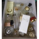 Box of assorted perfume bottles (empty), vintage and modern to include: 'violet oil for the hair'
