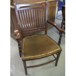 Edwardian inlaid open arm bedroom chair. (B.P. 21% + VAT)