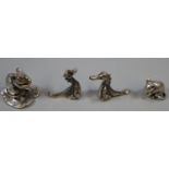 Group of silver miniature animals, to include: two mice and two dragons. All Birmingham hallmarks