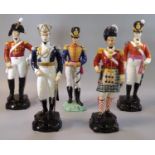 Five Royal Worcester porcelain figurines to include: 'Officer of the Seaforth Highlander 1812' model