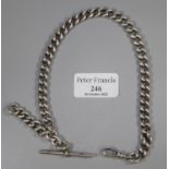 A silver Albert chain with T bar. (B.P. 21% + VAT)