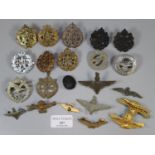 Collection of mainly RAF cap badges, wings etc. (B.P. 21% + VAT)