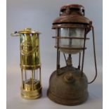 Modern E. Thomas & Williams Ltd brass miner's lamp in original tubular box. Together with a