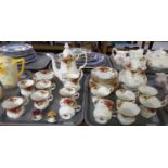 Two trays of Royal Albert 'Old Country Roses' tea and dinnerware to include: 19 piece teaset