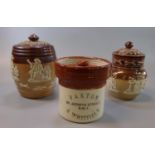 Late 19th/early 20th Century Doulton Burslem stoneware topers tobacco jar and cover, together with