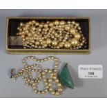 Two simulated pearl necklaces and a pendant, silver ring etc. (B.P. 21% + VAT)