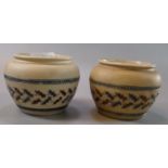 Two similar late 19th/early 20th Century Doulton Lambeth stoneware baluster jars, overall with