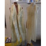 Collection of late 19th/early 20th Century scarves to include: two cream silk, one damask fringed