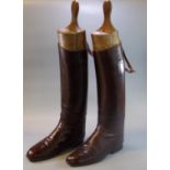 Pair of vintage leather Royal Horse Artillery riding boots with wooden trees. (B.P. 21% + VAT)