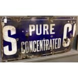 Vintage single sided enamel sign, being part of a larger sectional sign, reading 'Pure