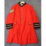 Royal Chelsea Hospital scarlet coat with buttons, and navy cuffs with button detail. (B.P. 21% +