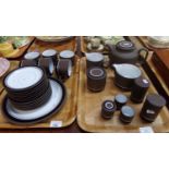 Two trays of Hornsea 'Contrast 1976' pottery coffee set and other items including: salt and