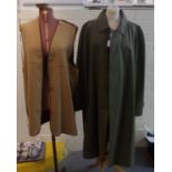 Vintage gentleman's khaki green Burberrys' mac with check lining, reg 54 size. Together with an