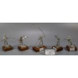 Set of five silver limited edition figures, including : 'Salmon Fisherman', 'The Dry Fly', 'The