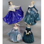 Three Royal Doulton bone china figurines, to include: 'Cherie', 'Elaine' and 'Fragrance, together