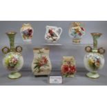 Collection of Royal Doulton and Doulton Lambeth ceramic items, to include: pair of baluster floral