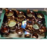 Tray of 19th century copper lustre dresser jugs, goblets etc. (B.P. 21% + VAT)