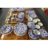 Five trays of blue and white 'Arden' design Burleigh Staffordshire English china items to include: