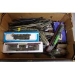 Tray comprising playworn train and rolling stock, to include: track, Hornby Dublo D1 OO gauge