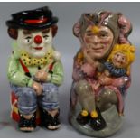 Royal Doulton 'The Clown' toby jug together with Royal Doulton 'The Jester' toby jug. (2) (B.P.
