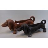Two similar cast iron boot scrapers in the form of Dachshunds. (2) (B.P. 21% + VAT)