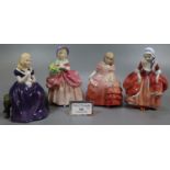 Four Doulton bone china figurines, to include: 'Rose', 'Goody Two Shoes', 'Cissie' and '