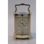 Royal Silver Jubilee 1952-1977 carriage clock, having silvered case and standing on turned feet. (